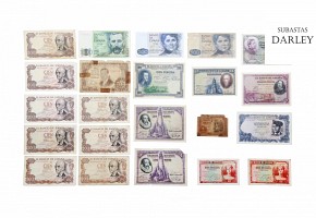 Lote de billetes, entre 1925-1979, España.