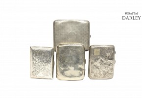Lot of four English silver cigarette cases, pps.s.XX