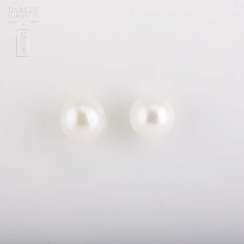 Pendientes de perla en plata de ley, 925m/m - 1