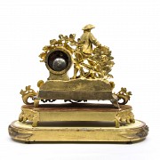 French gold metal table clock, late 19th century