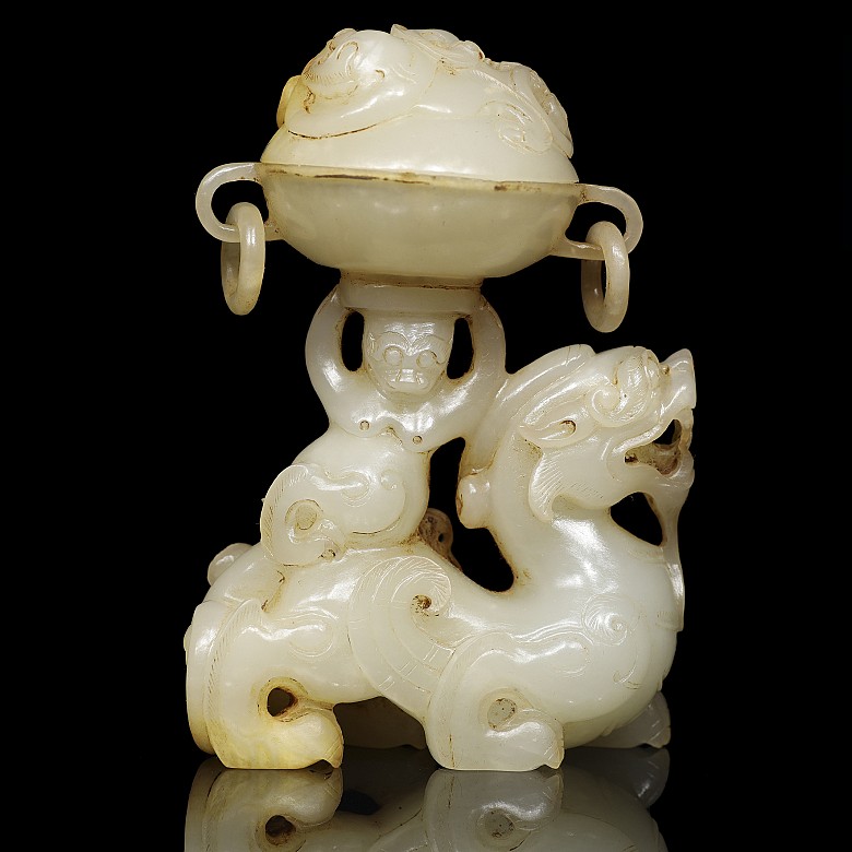 Lámpara de aceite de jade blanco, dinastía Han
