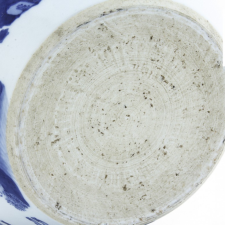 Macetero de porcelana azul y blanco, s.XX