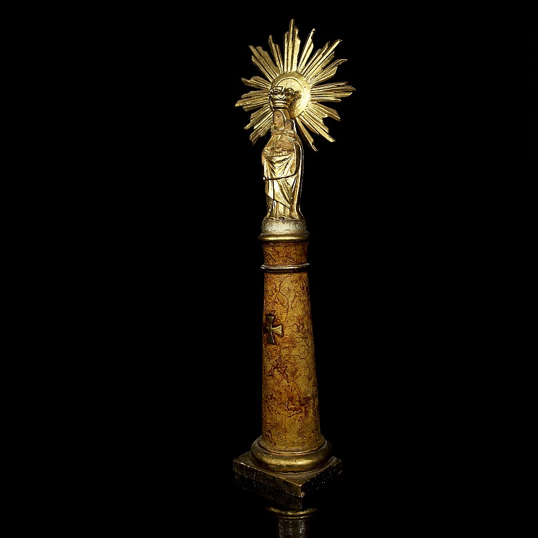 Virgen del pilar en madera policromada, S.XIX - 5