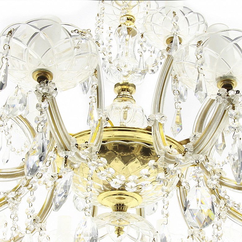 Glass and metal ceiling lamp, 20th century - 2