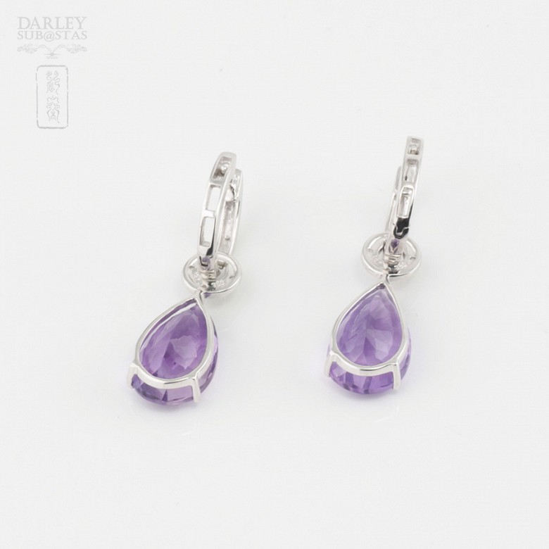 Amethyst and diamond earrings detachable - 3