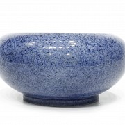 Cuenco vidriado en azul, dinastía Qing.