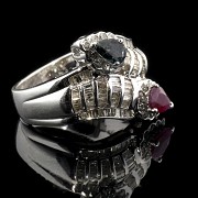 18k white gold ring with stones and diamonds - 2