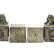 Pair of Chinese lions, in silver plated.