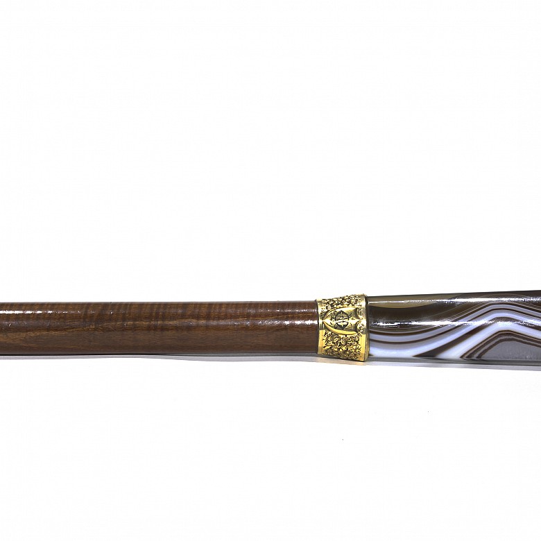 Bastón de madera con empuñadura de ágata, s.XX - 1