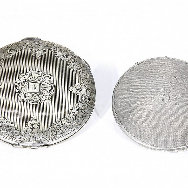 Silver-plated metal powder boxes, 20th century