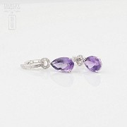 Amethyst and diamond earrings detachable - 2
