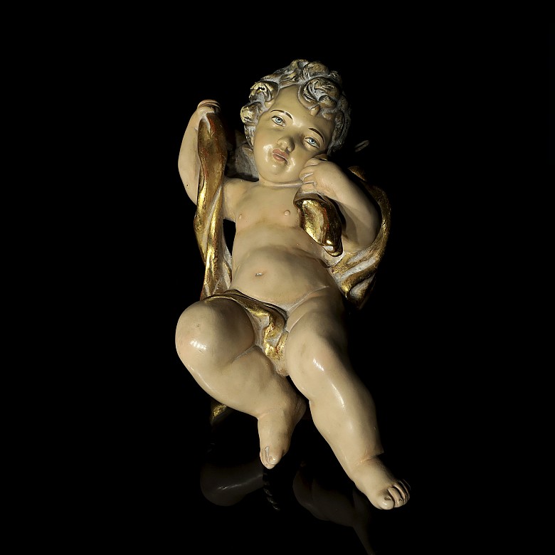 Painted cherub sculpture, 20th century - 1
