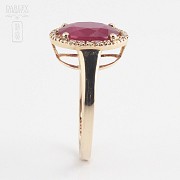Ring with ruby 3.24cts and diamonds in 18k rose gold - 3
