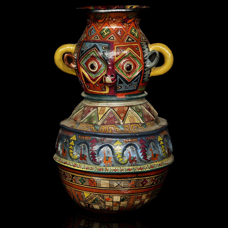 Three polychrome ceramic objects, Luca Lulli, 21st century