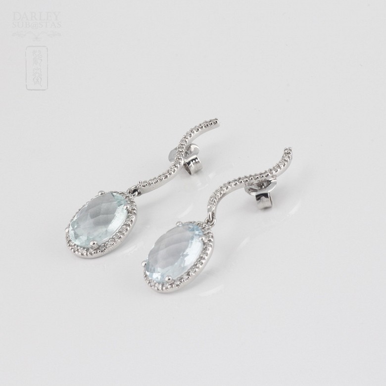 Earrings Aquamarine 4.15 cts and diamond in white gold - 3