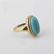 Ring with Turquoise in Yellow Gold 18K - 1