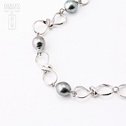 Natural Necklace Tahitian pearls in sterling silver, 925 - 1