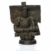 Carved wood relief, Hindu deity, 19th century