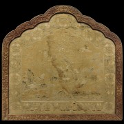 Carved silk panel with frame, Qing dynasty