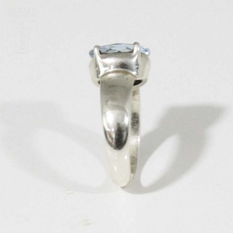 Silver rings with natural aquamarine, - 5