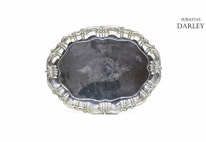 Punched Spanish silver tray, 20th century