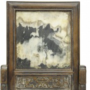 Wooden panel with marble plaque, Qing Dynasty
