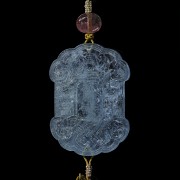 Placa de aguamarina con turmalina, dinastía Qing