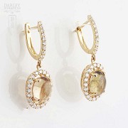 Earrings in 18k yellow gold with tourmalines and diamonds. - 6
