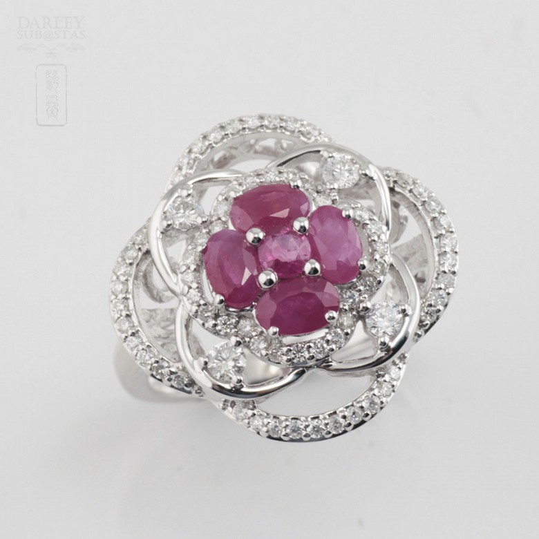Fantástico anillo rubí y diamantes - 5