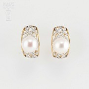 Preciosos pendientes perla y diamantes - 3