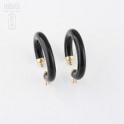 earrings natural onyx  in 18k yellow gold - 3