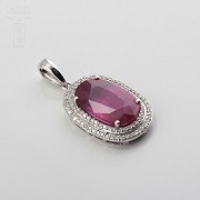 Pendant with ruby6.32cts and diamonds 0.31cts in  White Gold - 4