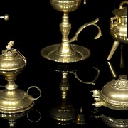 Set of eight brass utensils, 19th - 20th century - 2