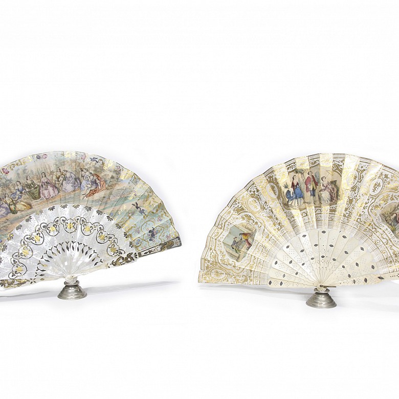 Two fans with paper country, 20th century