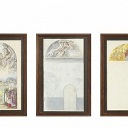 Vicente Traver Calzada (1945) Conjunto de tres bocetos, 1992