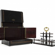 Napoleon III liquor box in ebonised wood and marquetry, 19th century