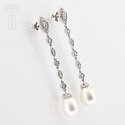 Earrings Australian pearl and diamond  in white gold - 1