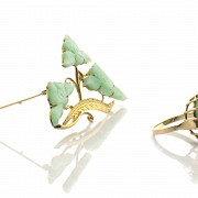 Set in 14k yellow gold with jade