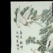 Porcelain enameled plate with deer and cranes, 20th century - 4
