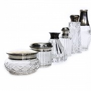 Lot of glass and silver vessels, 20th century med.s.