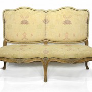 Two-seater sofa with floral upholstery, mid-20th century