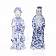 Two glazed porcelain servants, 20th century