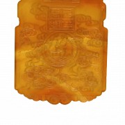 Rectangular red agate plaque, Qing dynasty.