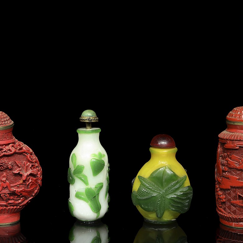 Four snuff bottles, China, 20th century