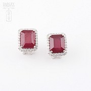 earrings with ruby 14.13cts and diamond 18k - 3