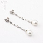Earrings Australian pearl and diamond  in white gold - 3
