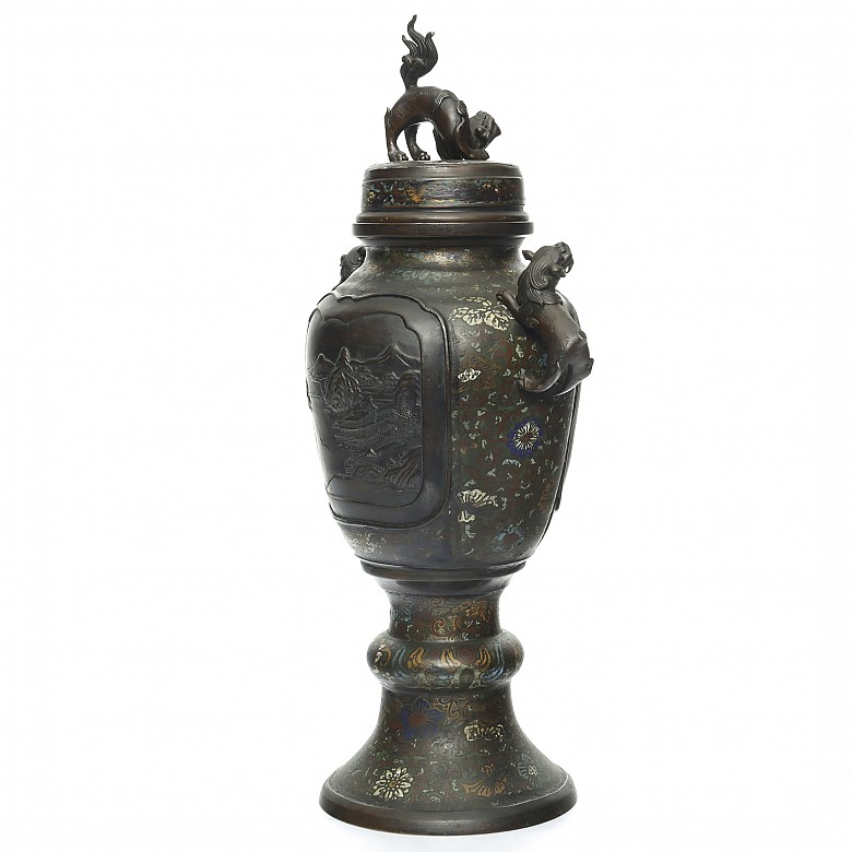 Jarrón de bronce esmaltado, Asia, S.XIX - XX