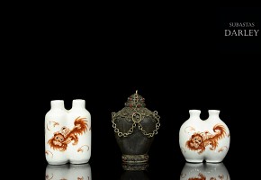 Three snuff bottles, Asia, 20th century