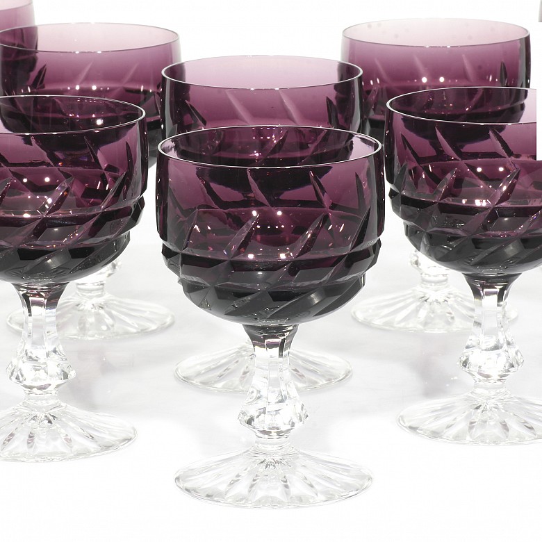 Conjunto de copas en cristal tallado, S.XX - 1