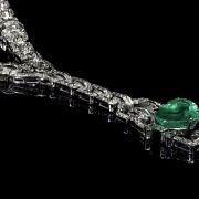 Magnificent diamond and emerald necklace, in 18k white gold